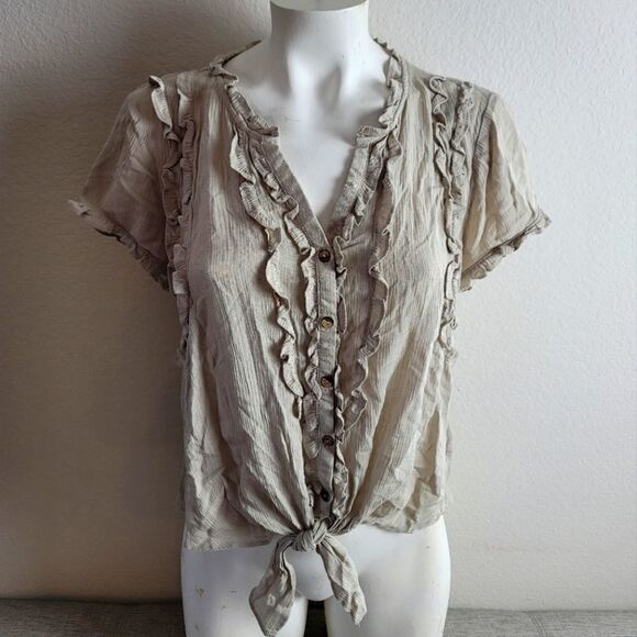 MELISSA PAIGE PETITE Ruffle Top With Tie Front - Picture 1 of 7
